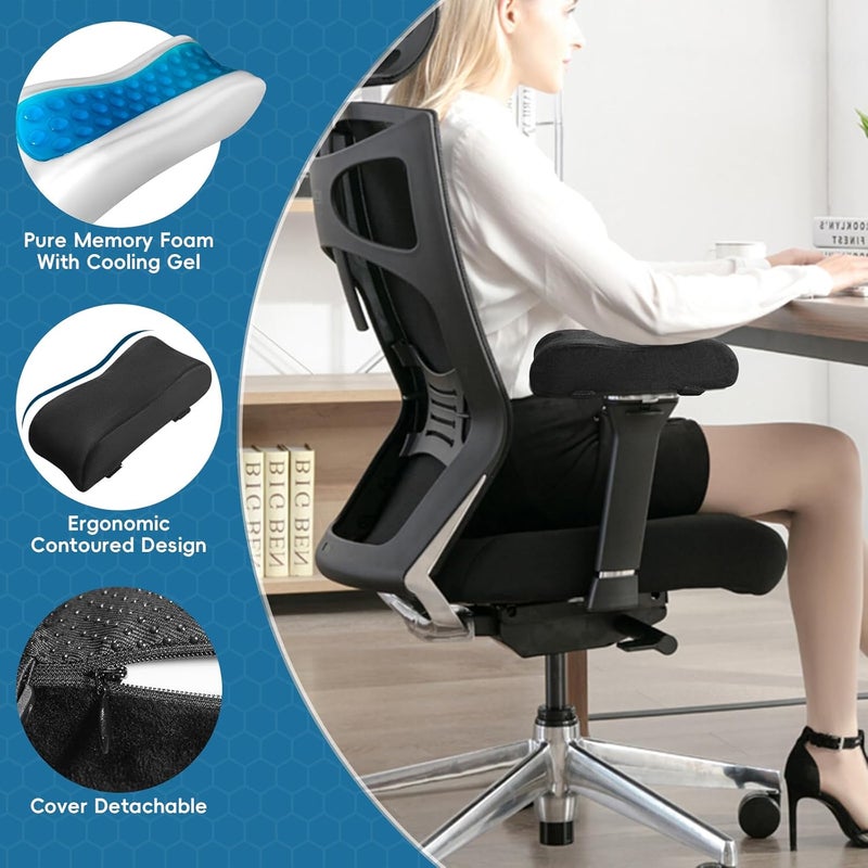 YaZimalu Thick Ergonomic Cooling Gel Memory Foam Armrest Pads for Office & Gaming Chairs - Stretch Fit Pressure Relief Elbow & Forearm Support, Enhance Comfort and Coolness (Set of 2) - Image 3